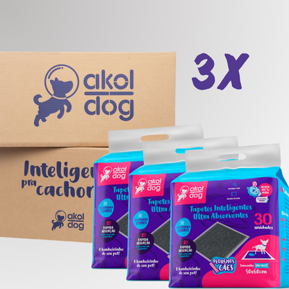 Kit 3 Tapete Higiênico 50×60 Cinza Ultra Absorvente